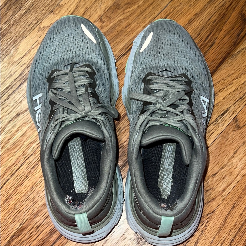 HOKA Women's light green Running Shoes bondi 8